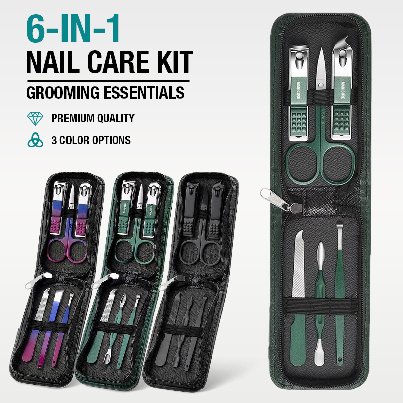 Mens Grooming Travel Kit - مجموعة أدوات تقليم الأظافر المحمولة 6