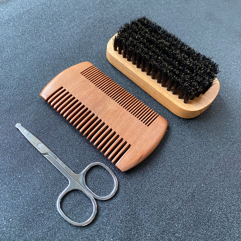 Mens Grooming Travel Kit - مجموعة العناية باللحية للرجال، فرشاة لحية،