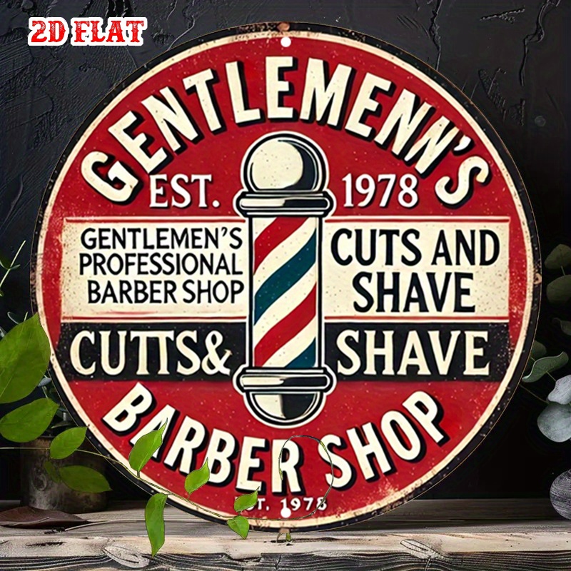 Men'S Grooming Barbershop - لافتة كلاسيكية مستديرة مسطحة من الألومنيوم