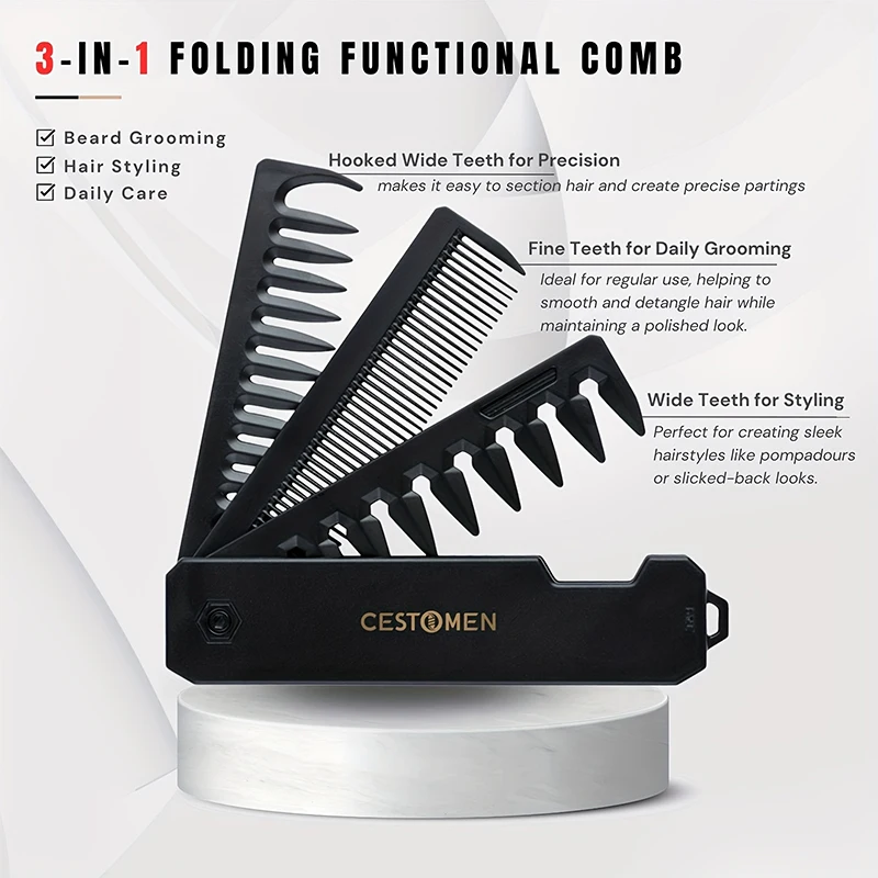 مشط لحية قابل للطي 3 في 1 للرج - مراجعة Mens Grooming Kit Gift وسعره