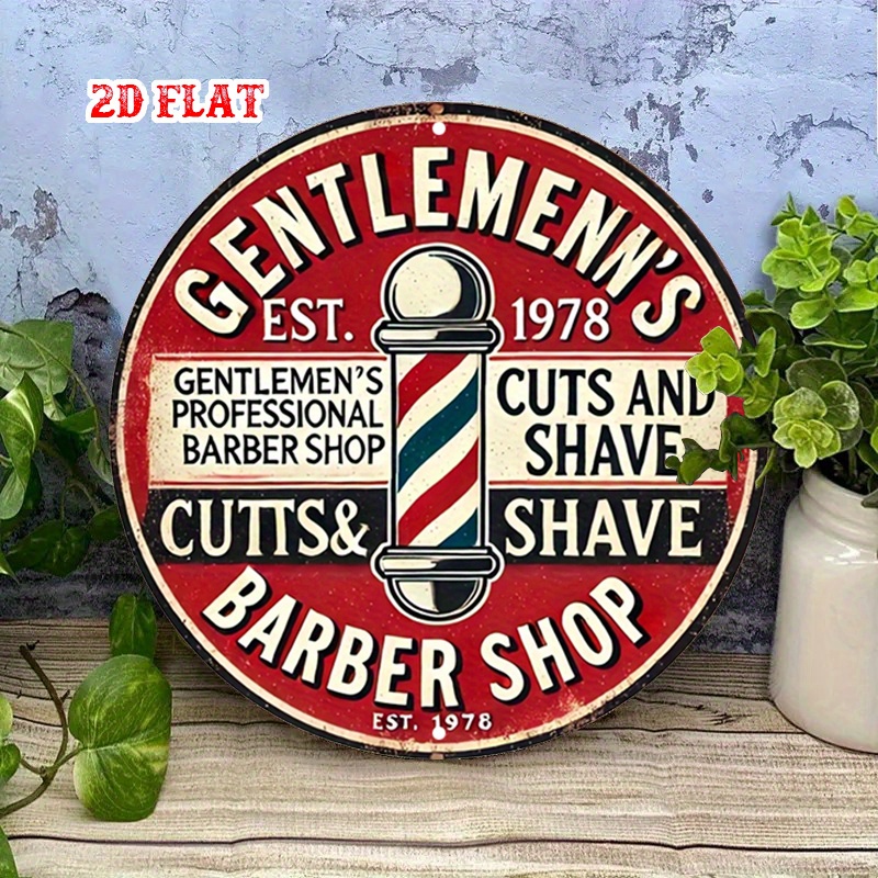 لافتة كلاسيكية مستديرة مسطحة م - مراجعة Men'S Grooming Barbershop وسعره
